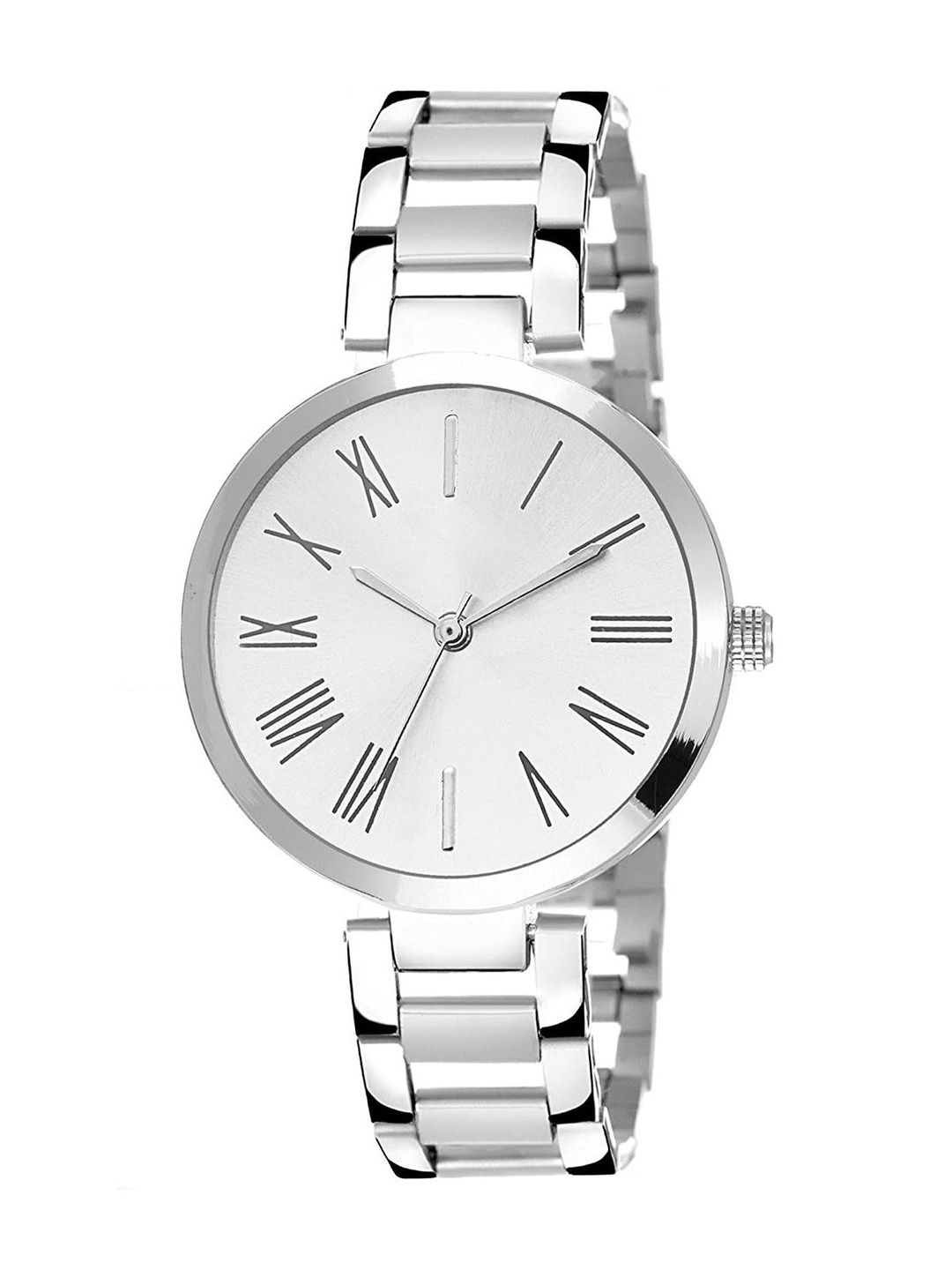 Brostin Women Dial & Bracelet Style Straps Analogue Watches Silver Roman Watch