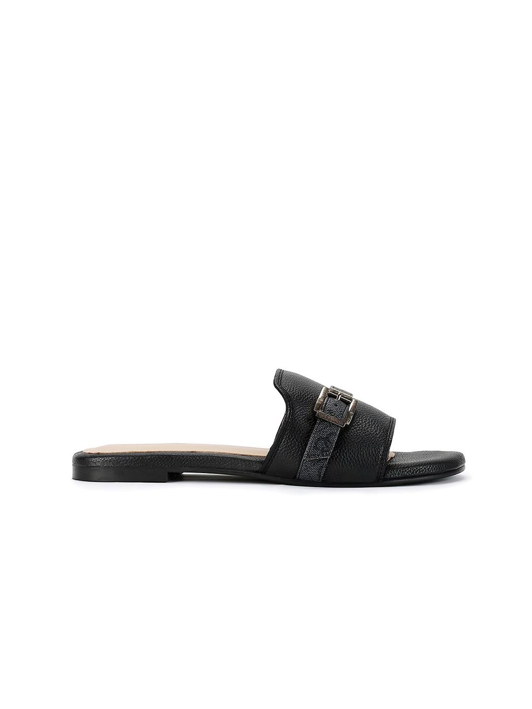 GUESS Women Textured Leather Open Toe Flats