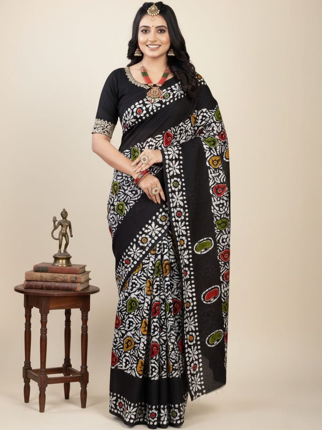 HERE&NOW X Minu Fashions Batik Pure Cotton Block Print Saree