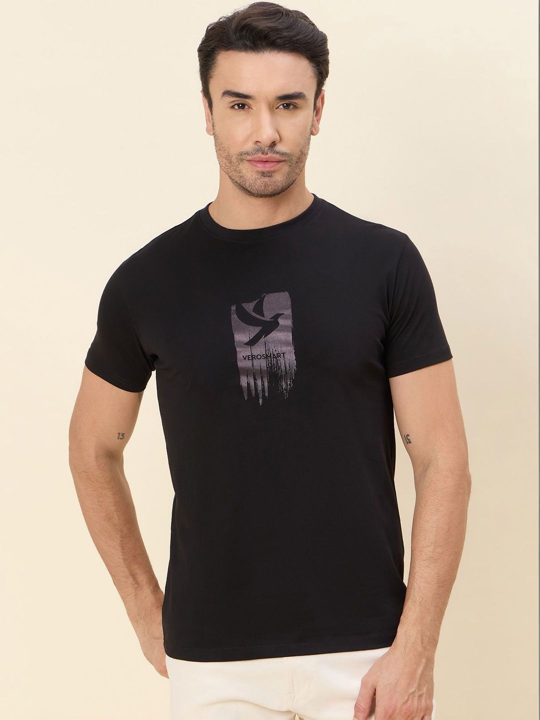 Verosmart Men Pure  Cotton Printed Refined Basic Regular Fit roundneck T-Shirt