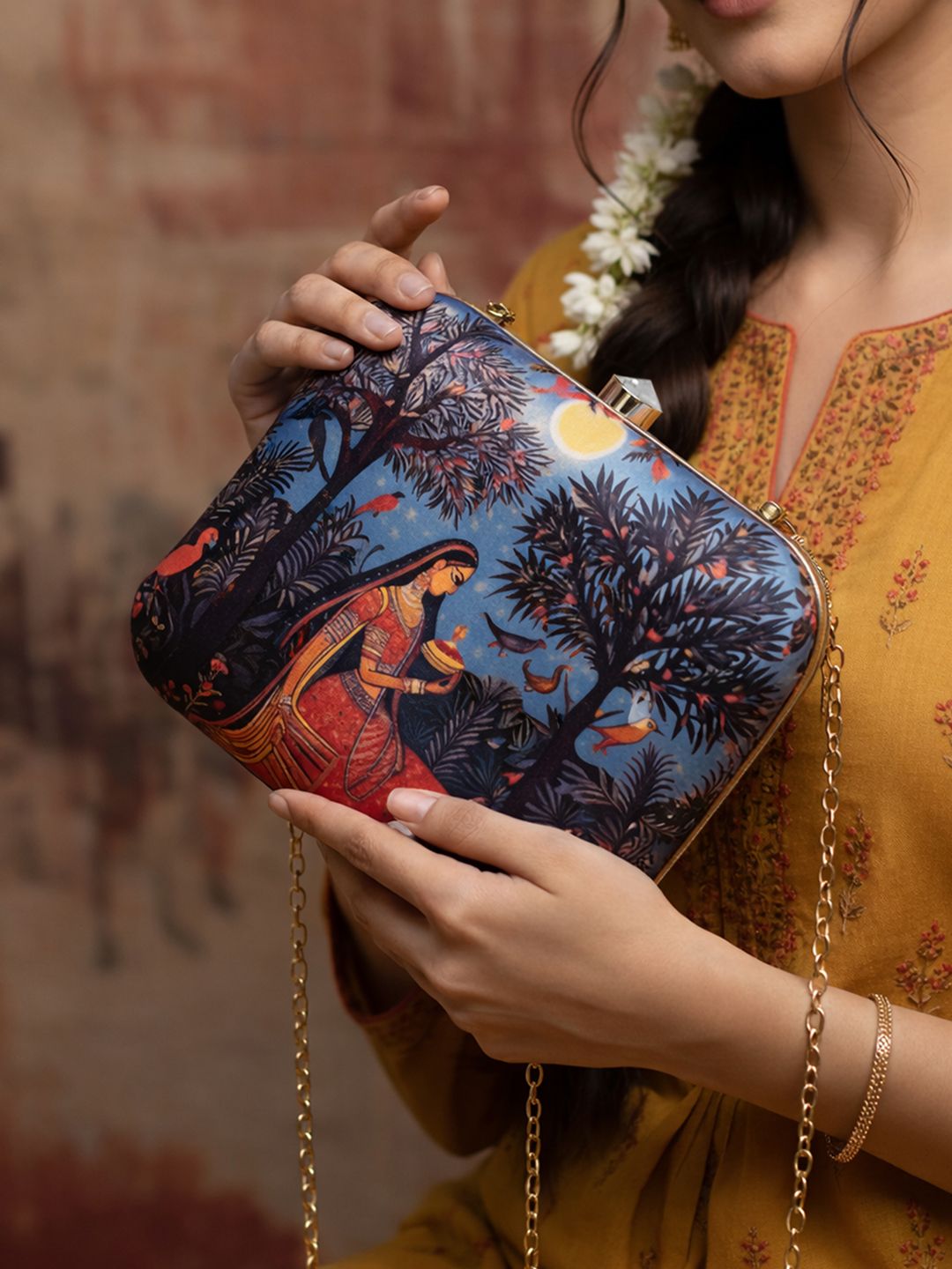 ARTKLIM Printed Box Clutch