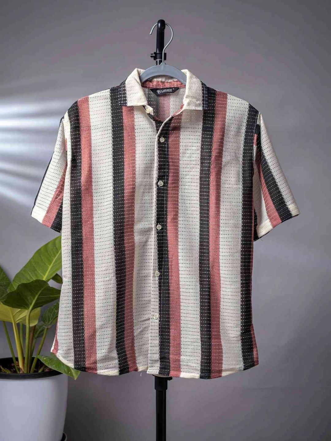 Lunice Men Semi Sheer Striped Casual Shirt