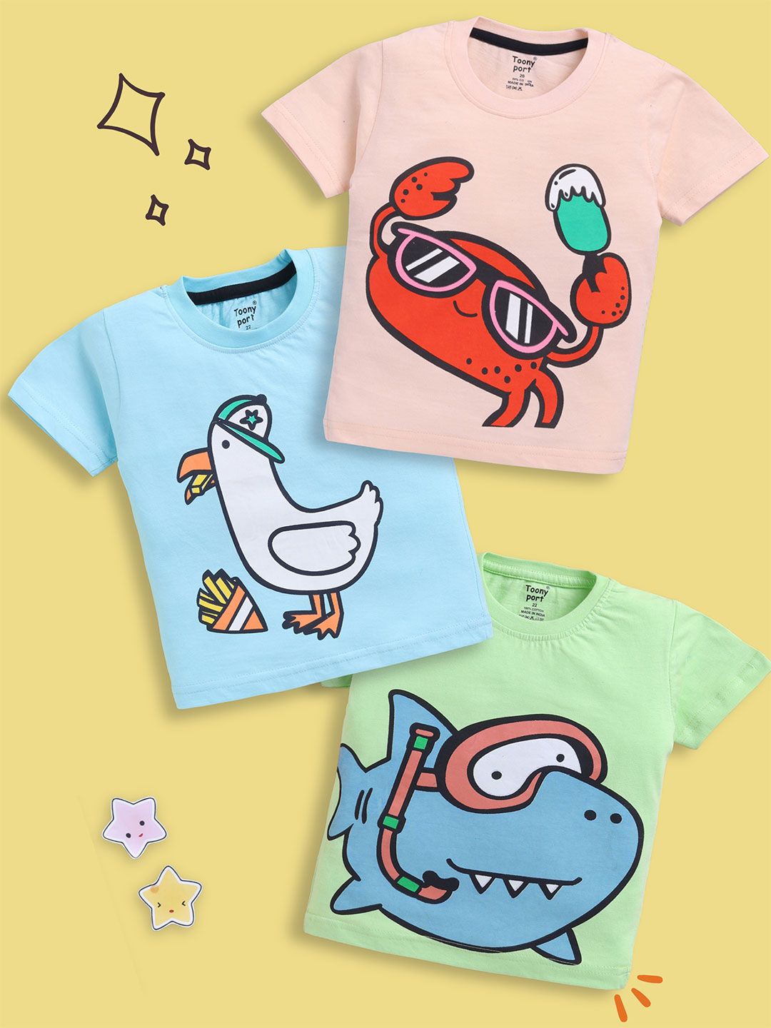 Toonyport Boys Pack of 3 Printed T-shirt