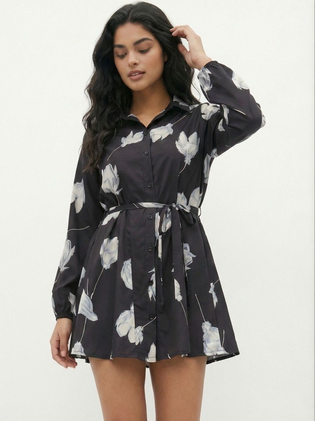 glitchez Floral Print Fit & Flare Mini Dress