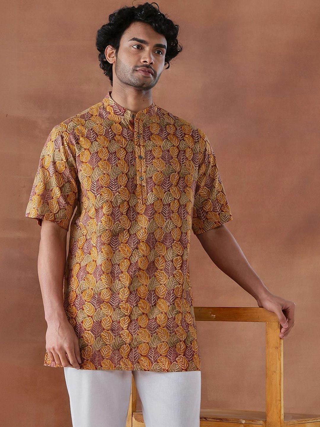 Fabindia Men Ethnic Motifs Printed Thread Work Kurta