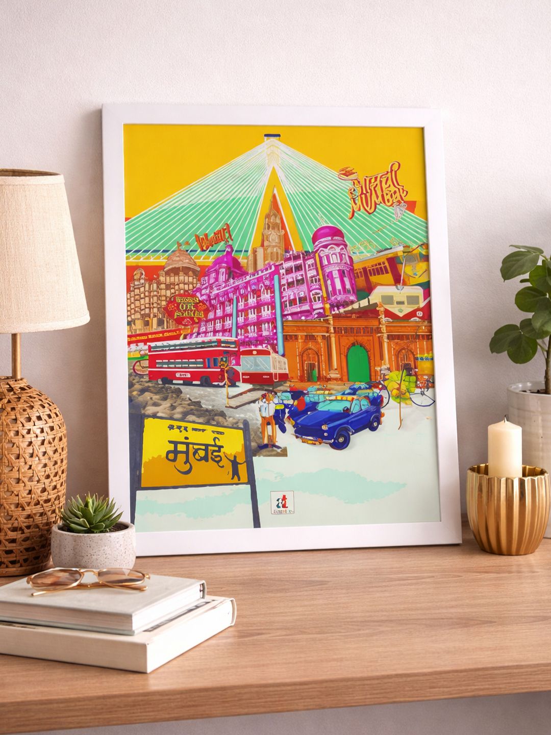 Art Street Mumbai City Canvas Wall Rectangle Paintings Wall Art -17 x 13In