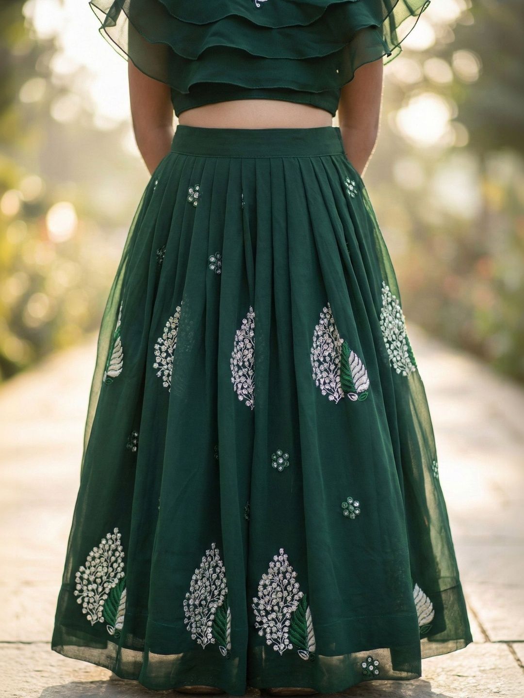 Girls Embellished Thread Work Ready to Wear Lehenga & 4