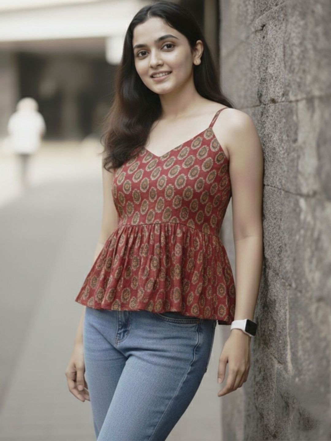 AADVIKA Floral Print Block Print Top