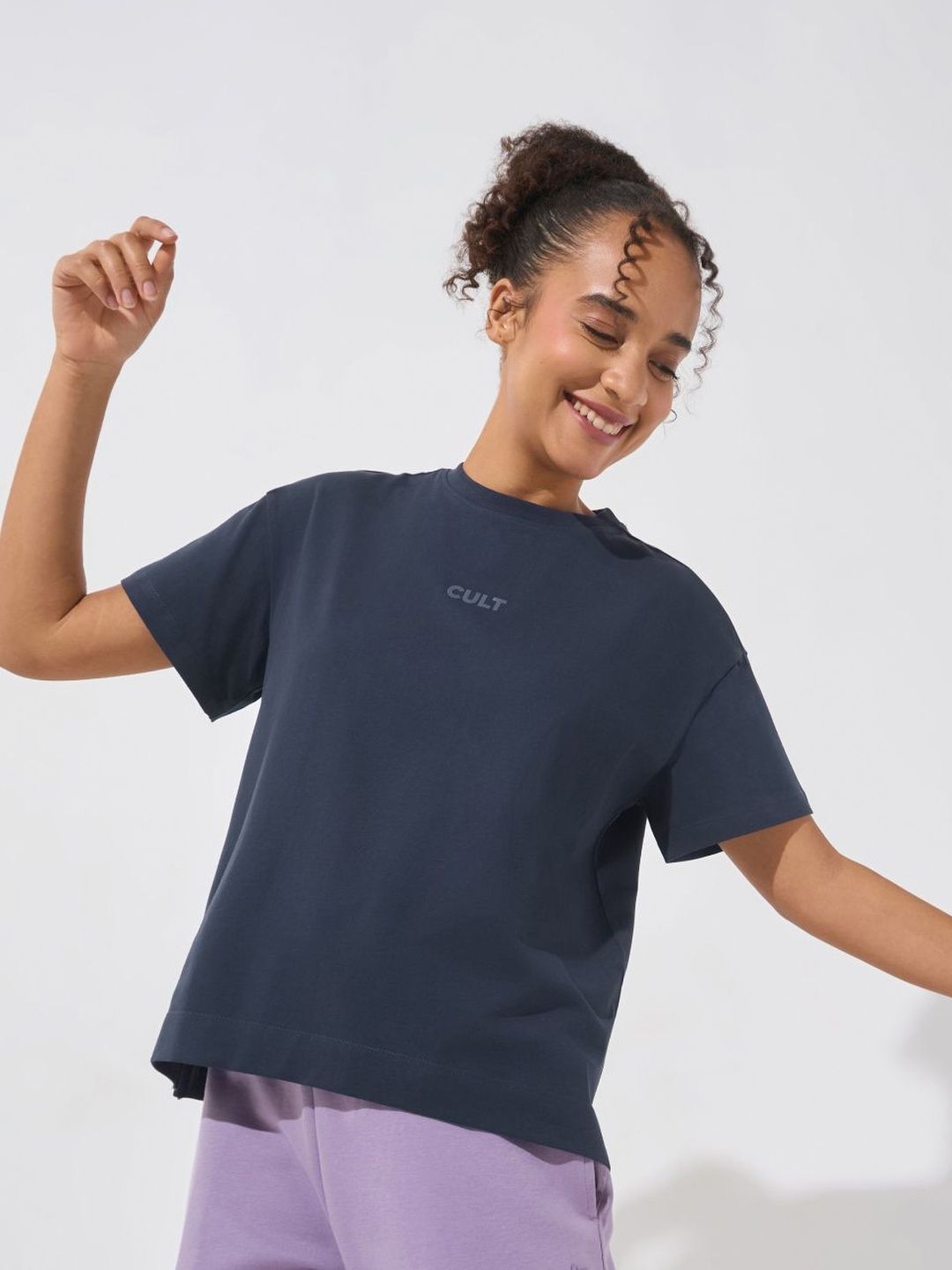 CULT Women's Navy Soft Form Easy Fit Everyday T-shirt
