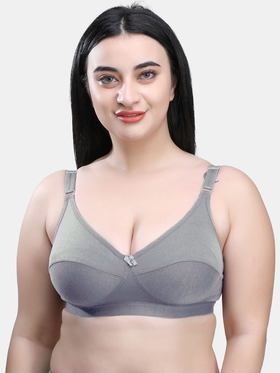 Buy SKDREAMS Grey Cotton Blend Seamed Non Padded Non Wired Women Everyday Full Coverage Bra -  - Apparel for Women
