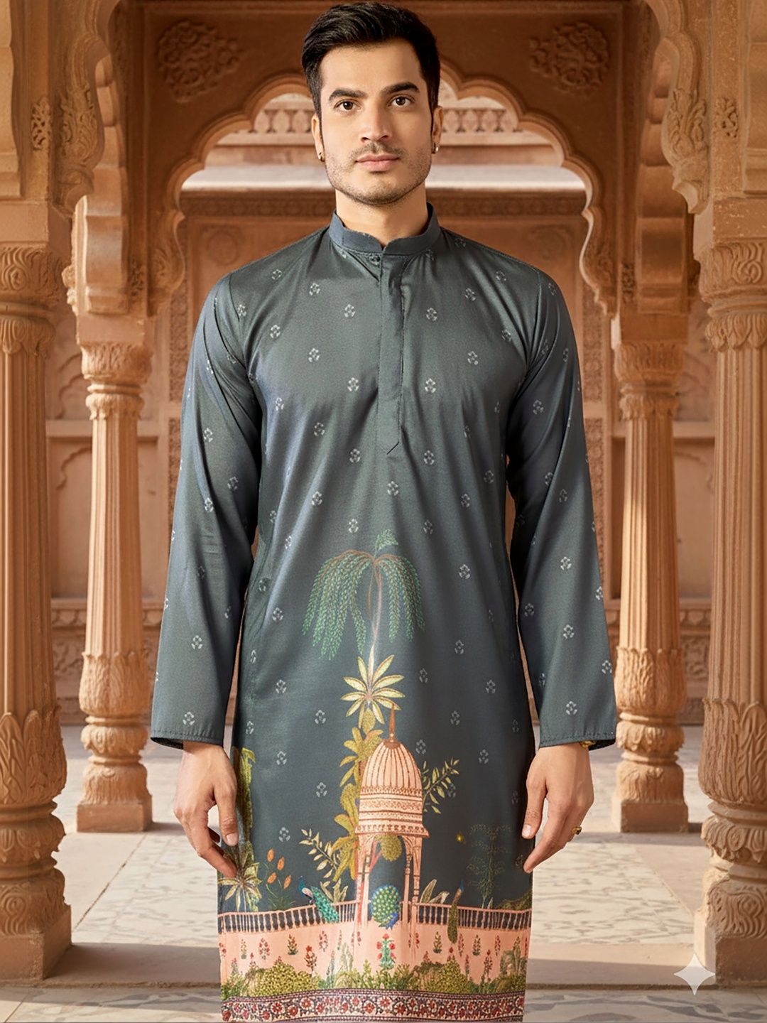 RANGRAAG Men Ethnic Motifs Printed Regular Kurta with Trousers