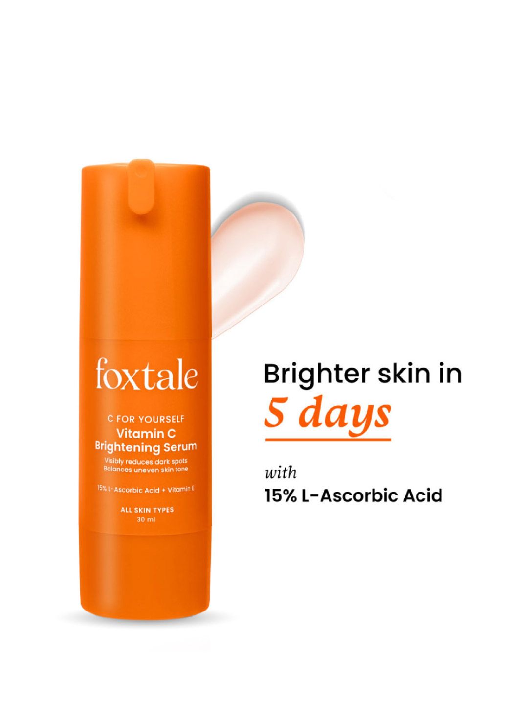 Foxtale Brightening Vitamin C Face Serum with L-Ascorbic Acid & Vitamin E - 30ml