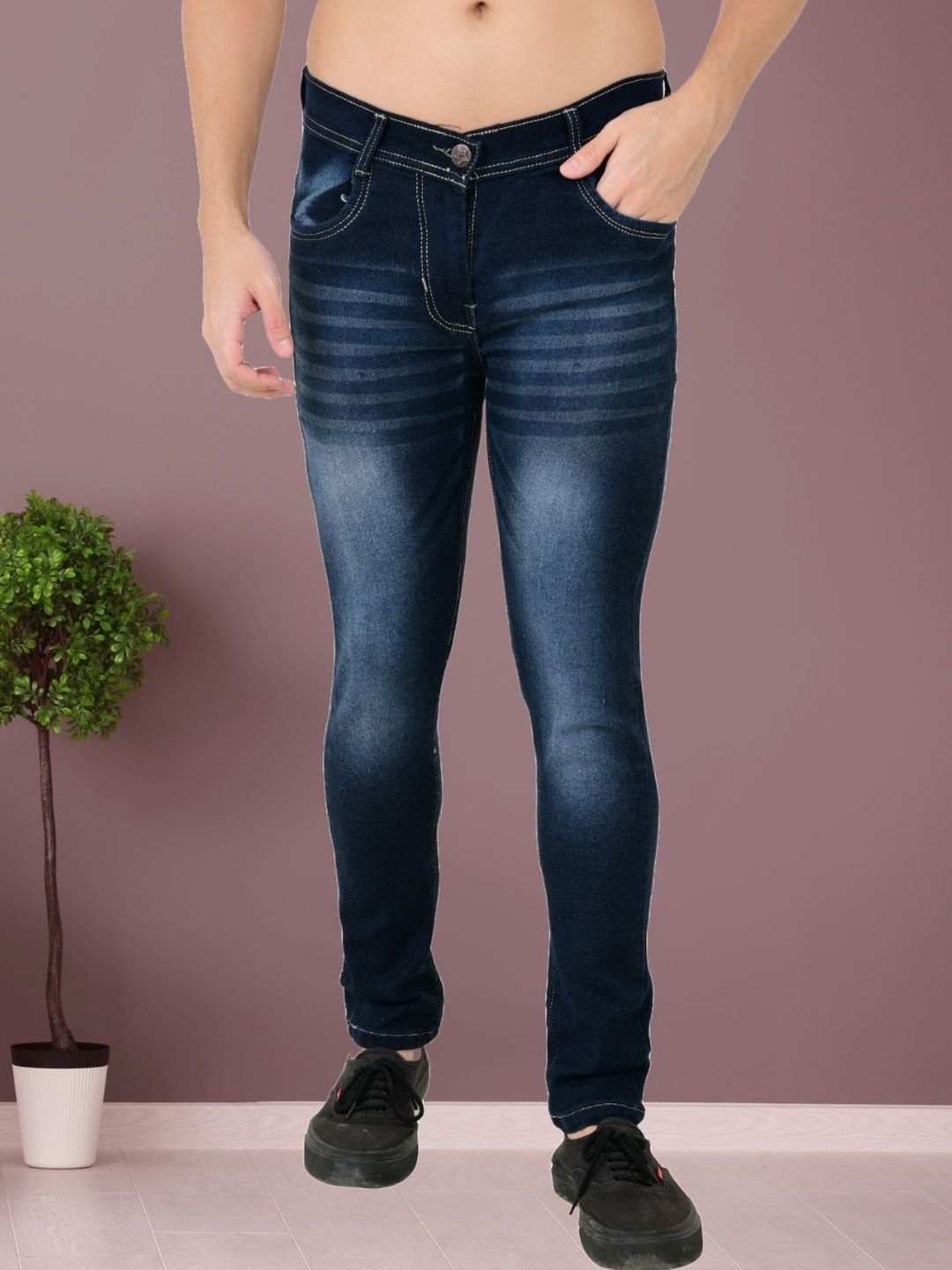 R.Code by The Roadster Life Co. Men Classic Slim Fit Mid-Rise Stretchable Jeans