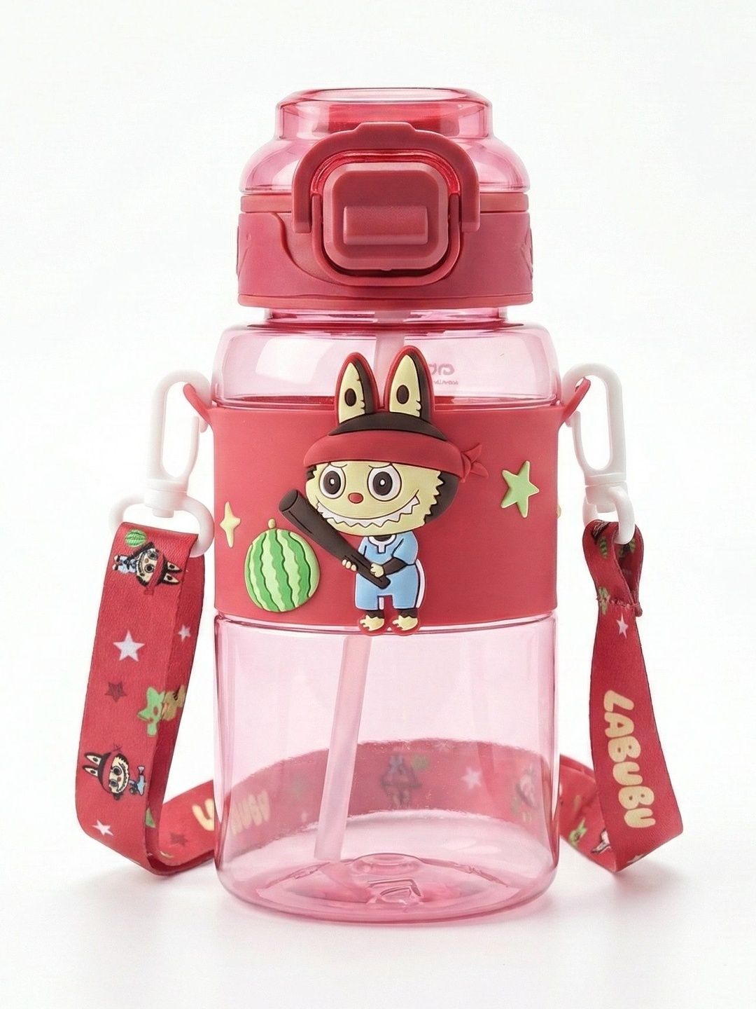 PIXNA Red & Pink Single Plastic Solid Single Wall Vacuum Water Bottle