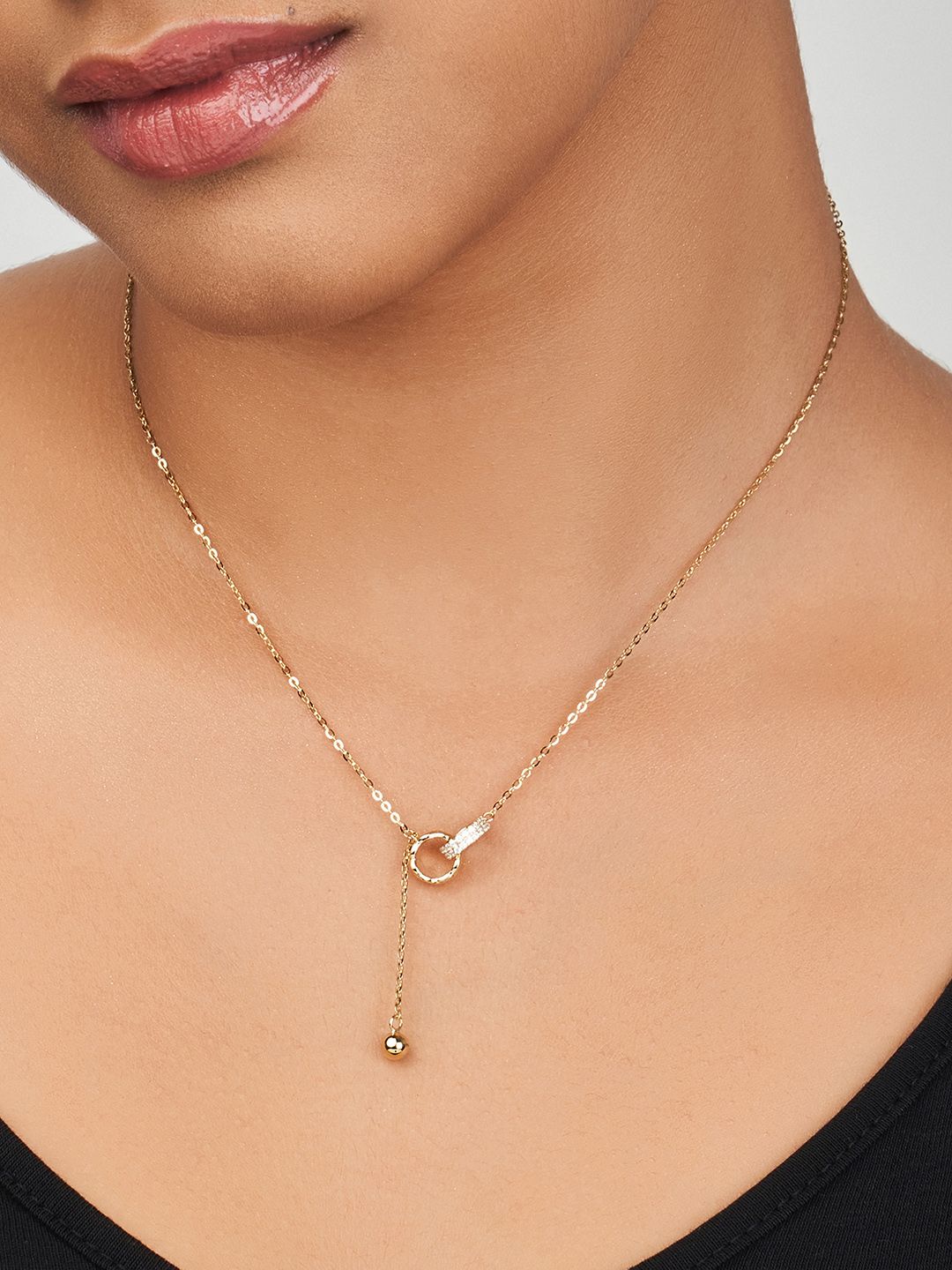 925 Sterling Silver Gold-Plated Linked Circles Necklace