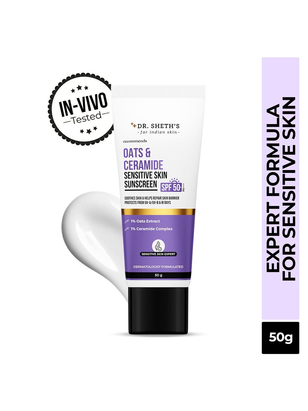 Buy DR. SHETHS Oats & Ceramide Sensitive Skin SPF50+ P In Vivo Tested 80 G -  - Personal Care for Unisex