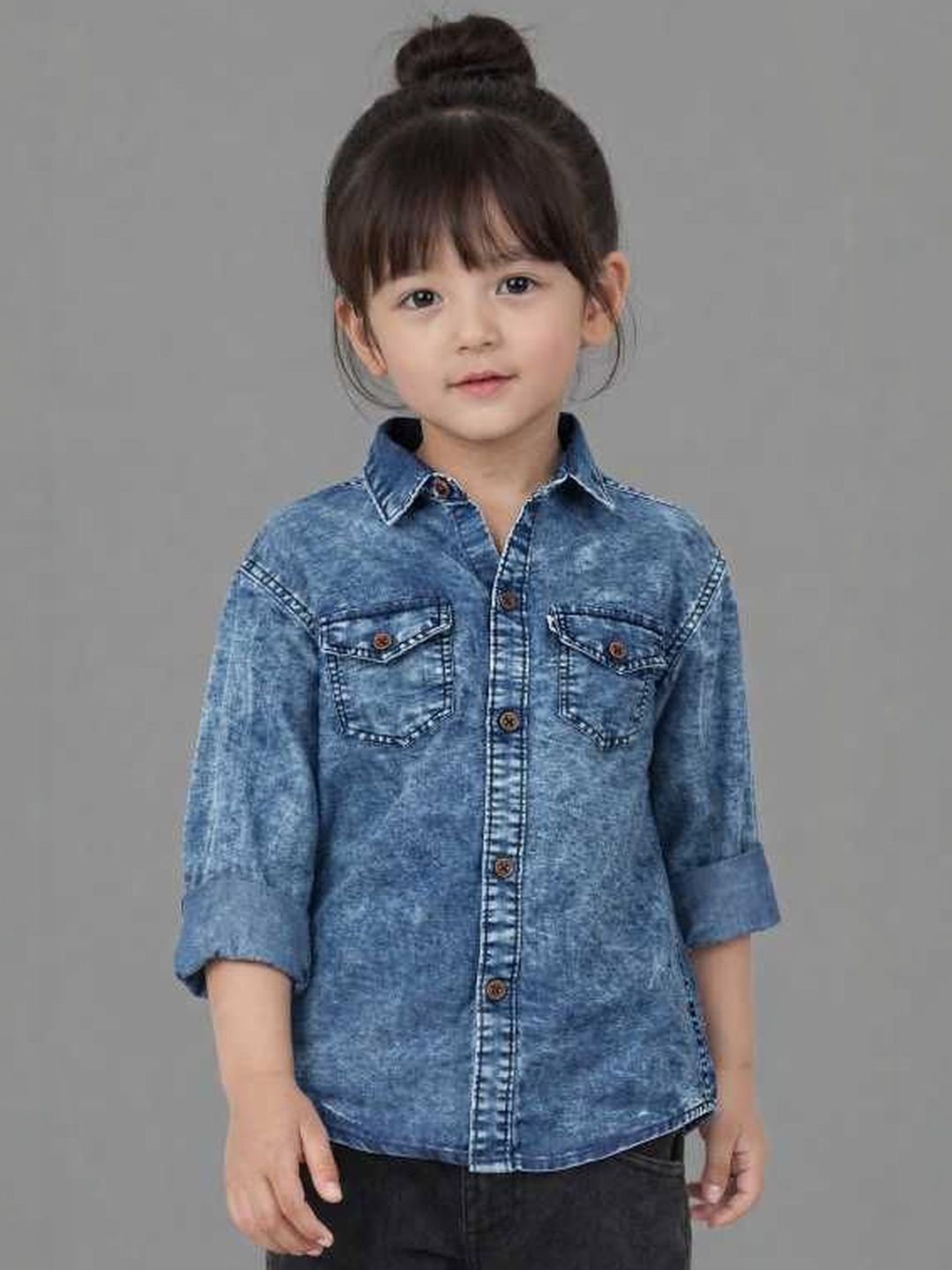 AIDAN PAUL Girls Comfort Faded Faded Casual Shirt
