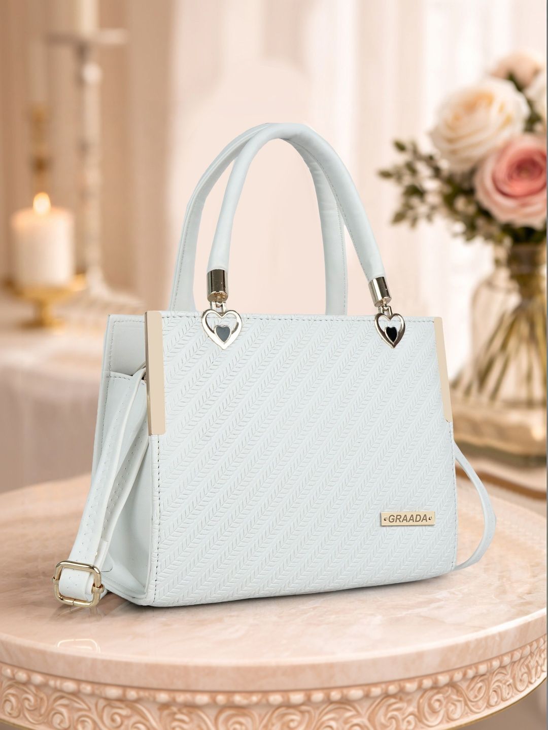 Buy GRAADA Textured Synthetic Leather Water Resistant Small Structured Handheld Bag -  - Accessories for Women