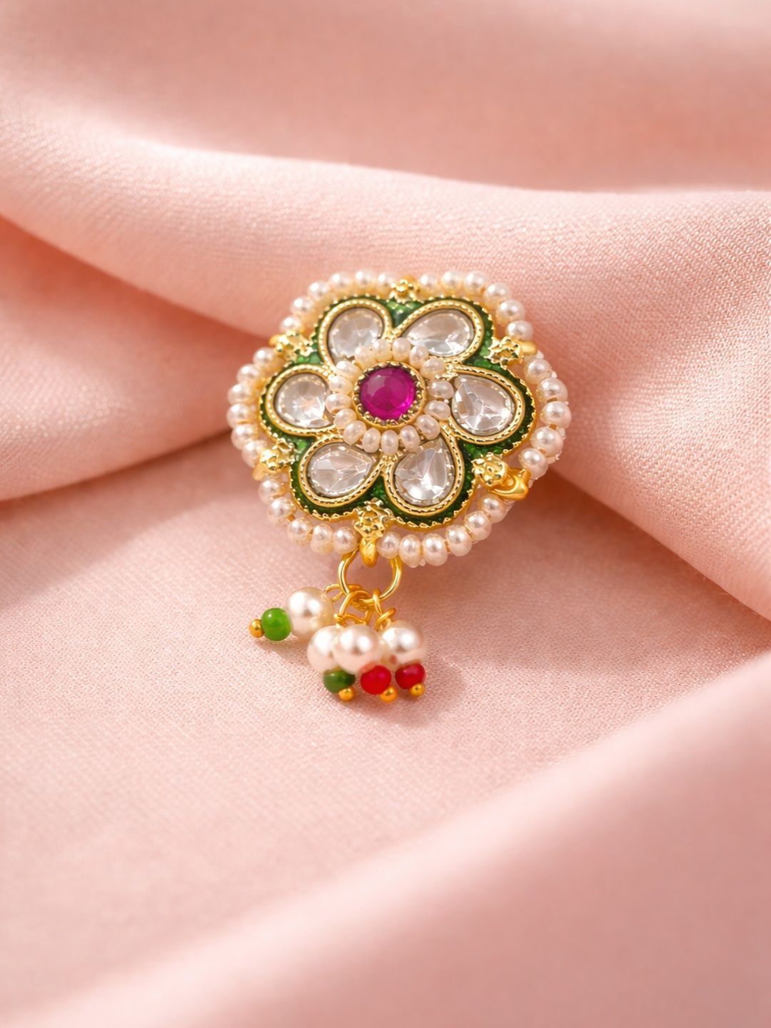 SUGARFRILL Gold-Plated Kundan Stud Nosepin