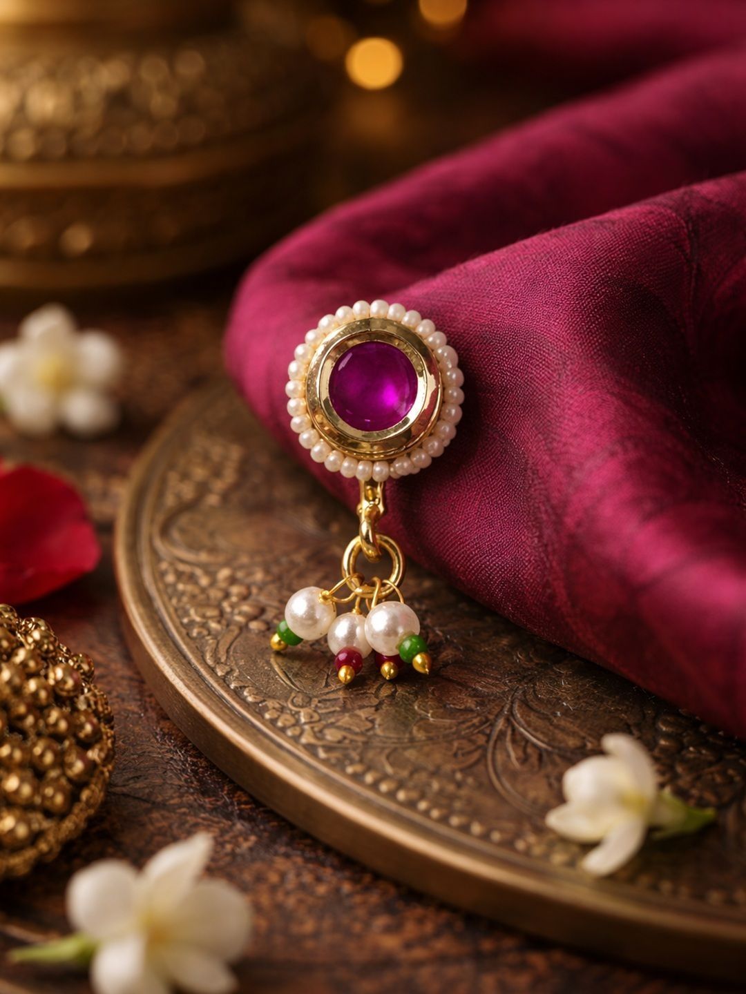 SUGARFRILL Gold-Plated Kundan Stud Nosepin