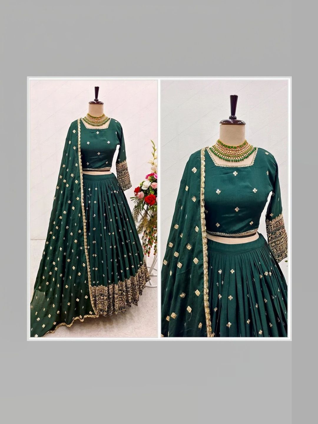 BAESD Embroidered Semi-Stitched Lehenga & Unstitched Blouse With Dupatta