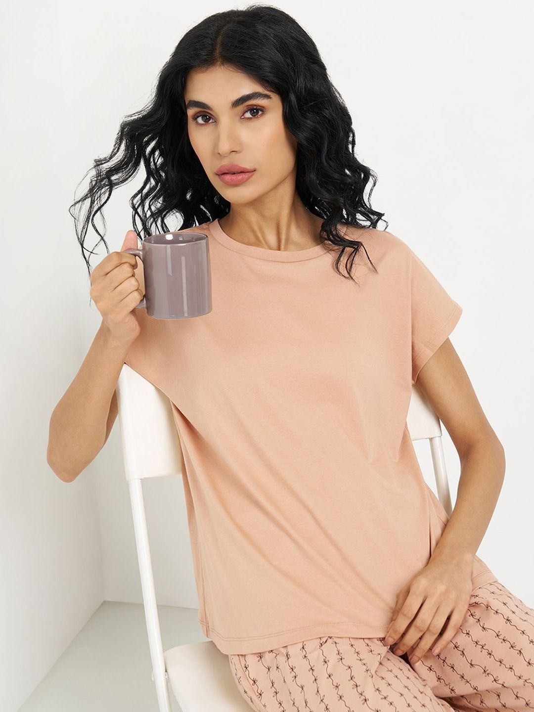 Dreamz by Pantaloons Pure Cotton Round Neck Lounge T-Shirt