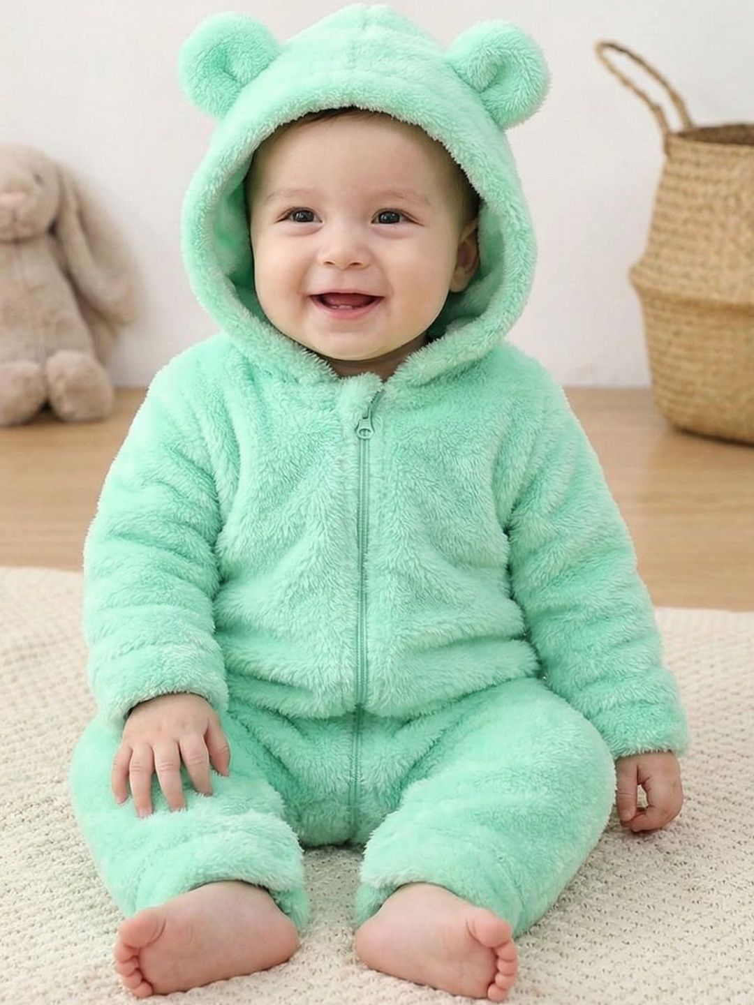 BabyZone Infants Hooded Rompers Rompers