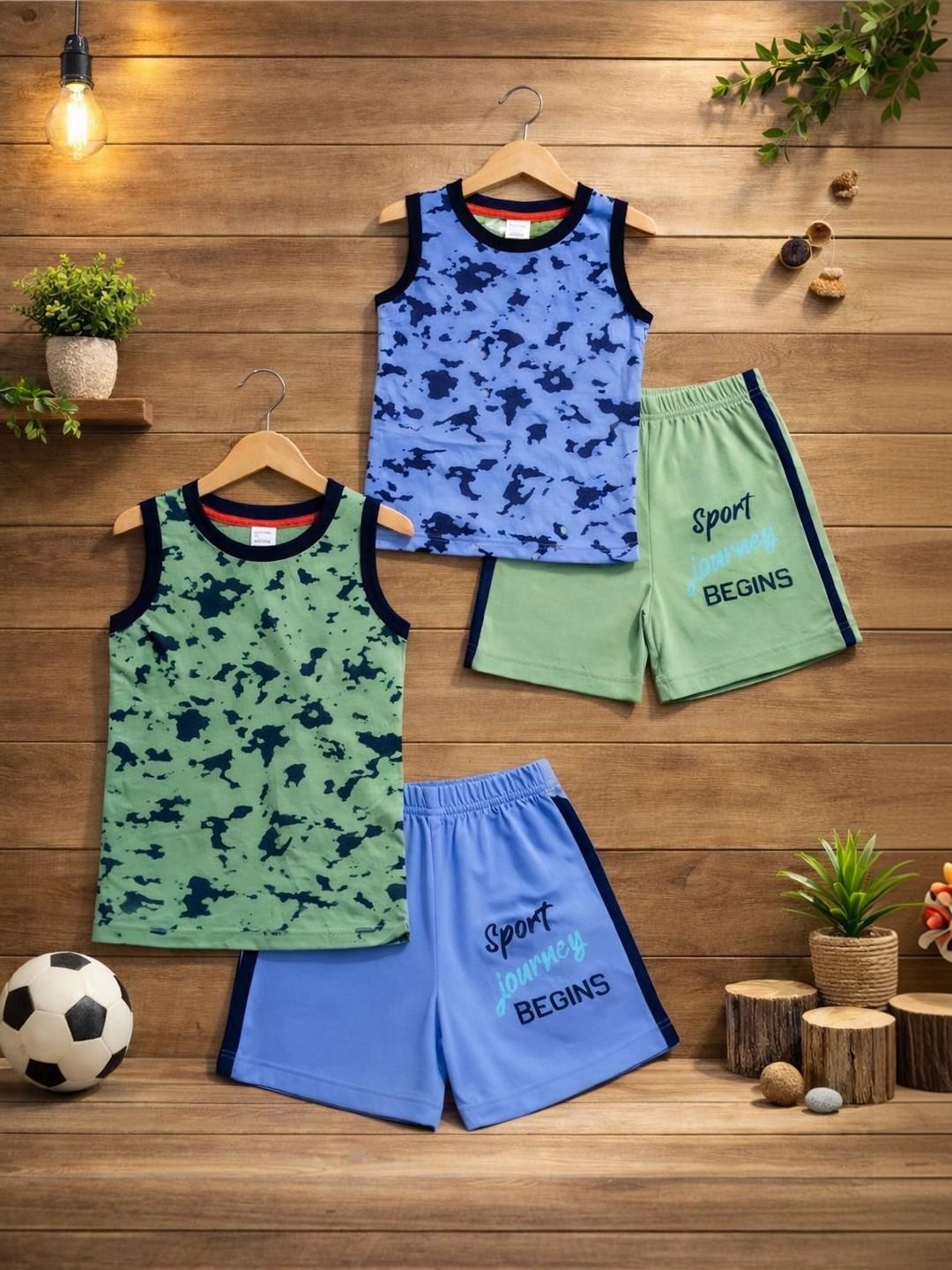 Sandoll Unisex Kids Printed T-shirt with Shorts