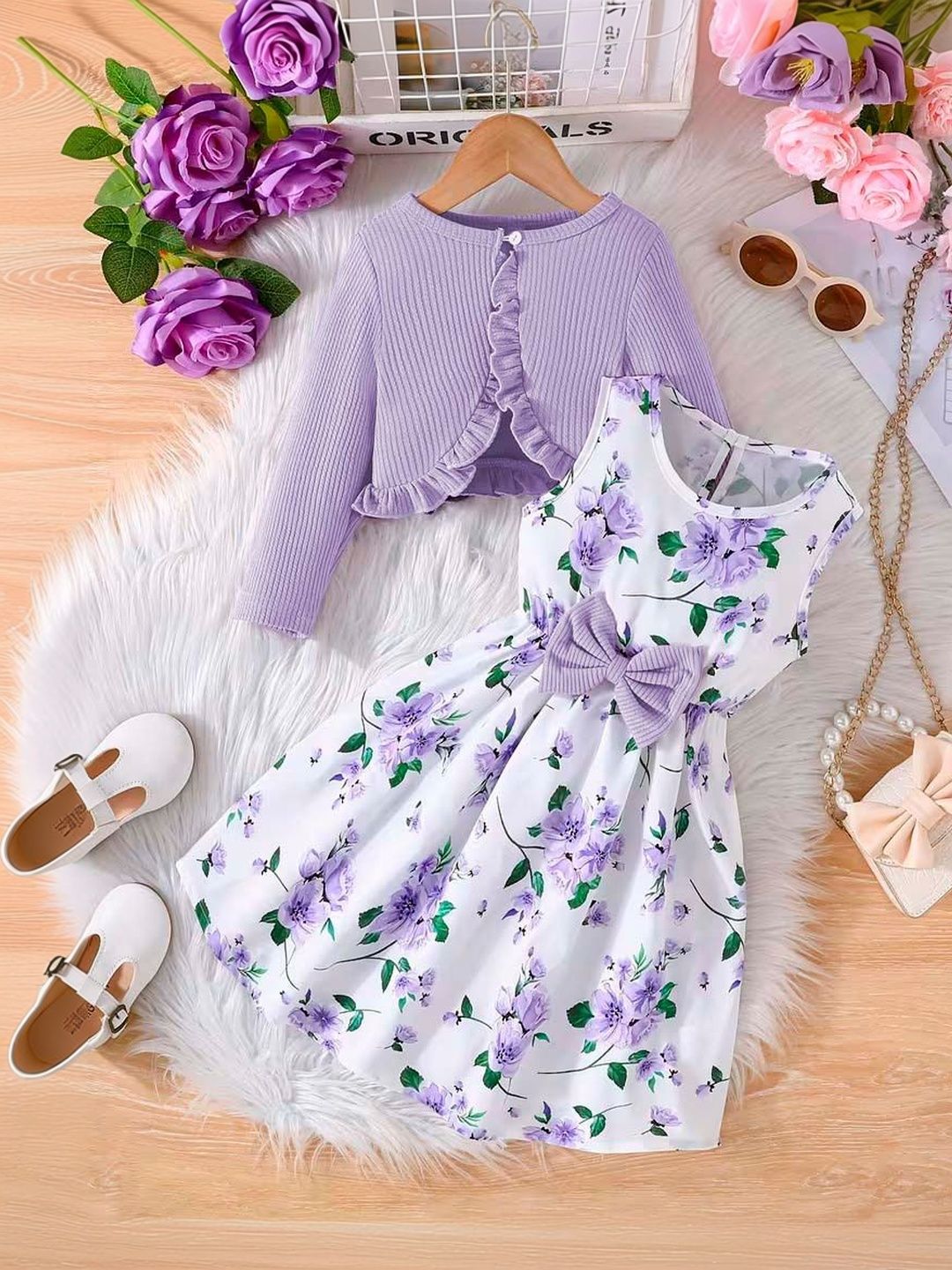 Bolly Lounge Girls Floral Print Fit & Flare Dress