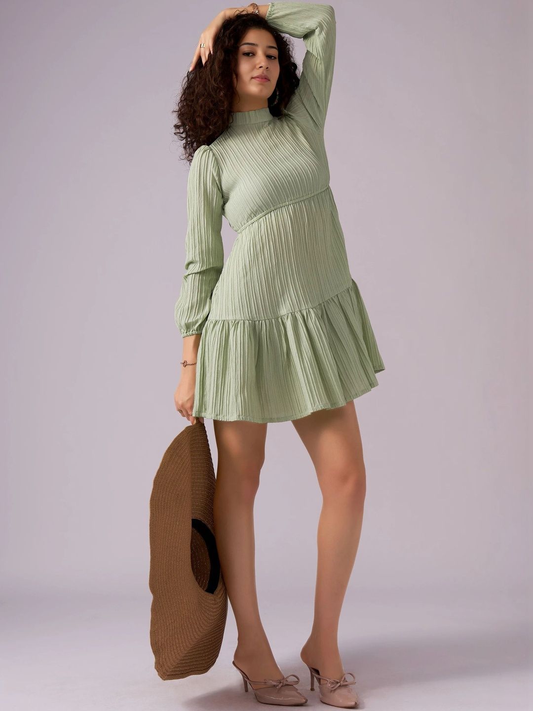 all about you Puff Sleeve Crepe A-Line Mini Dress