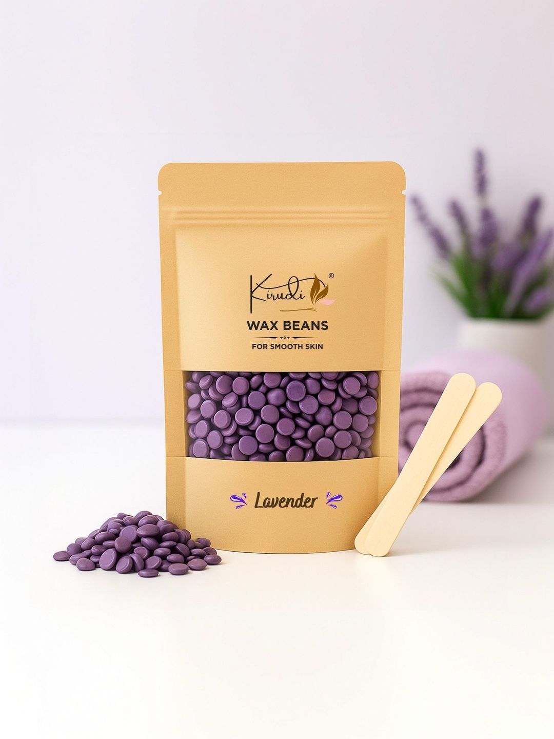 KIRUDI Brazilian Lavender Hard Wax Beans for Long Lasting Result-200g