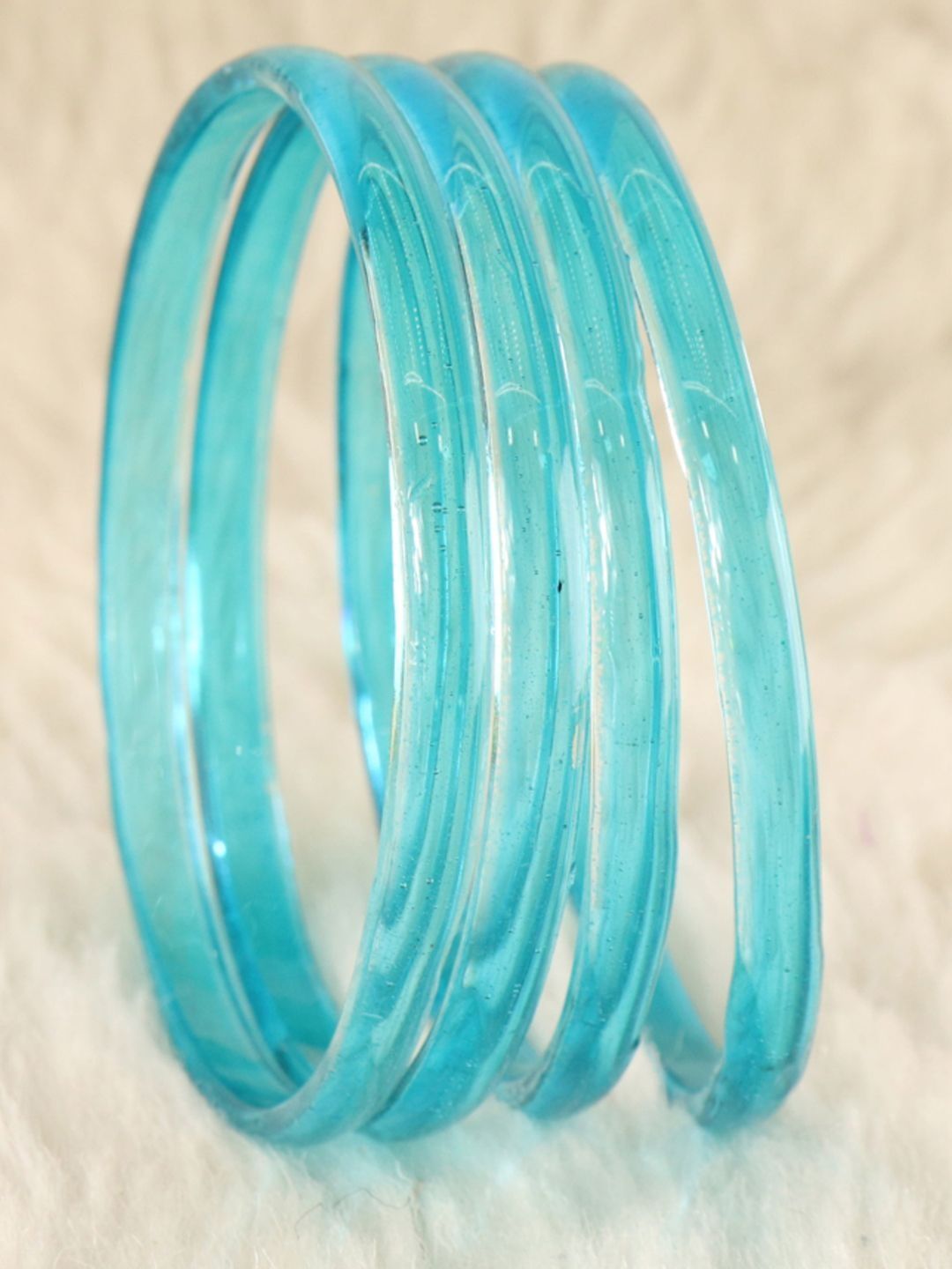 STYOLLO Set Of 4 Transparent Glass Kada Bangles