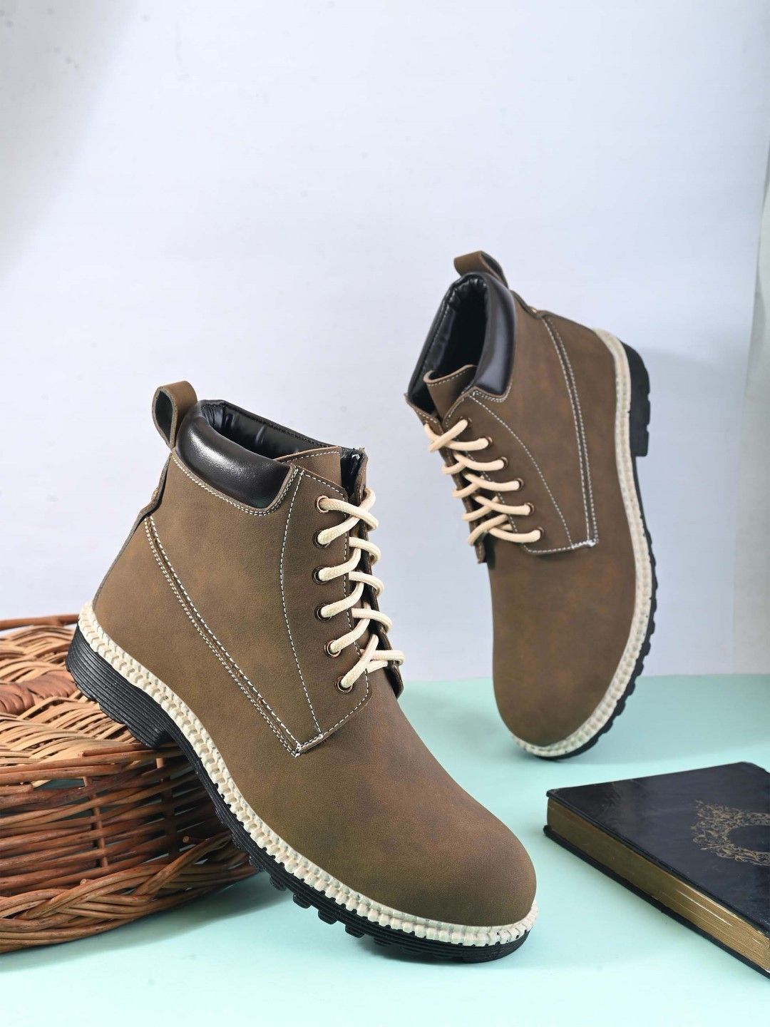 Buy The Roadster Lifestyle Co Men Round Toe Lace Ups Biker Boots -  - Footwear for Men