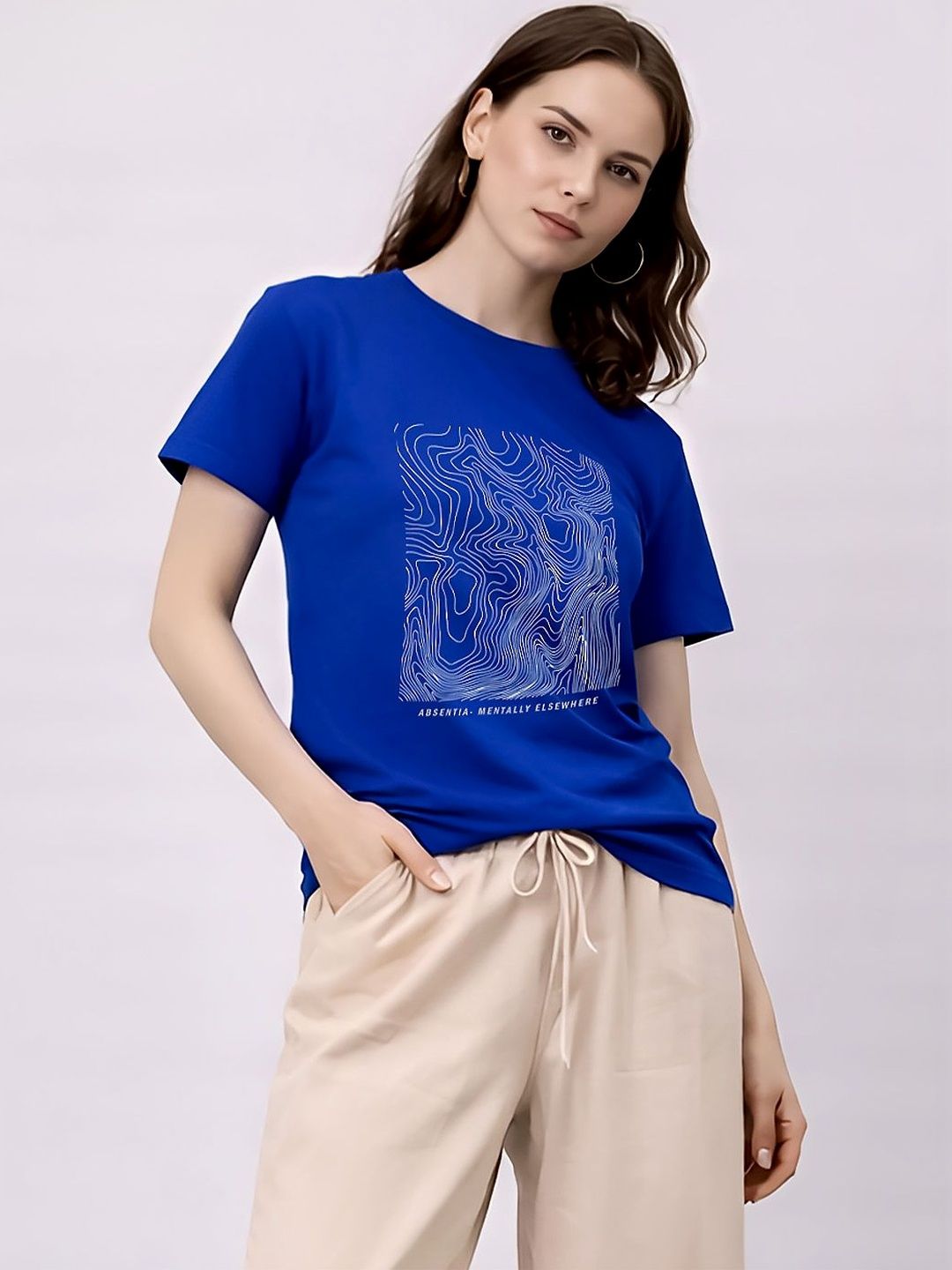 YAK YAK Women Graphic Printed Regular Fit Organic Cotton T-Shirt