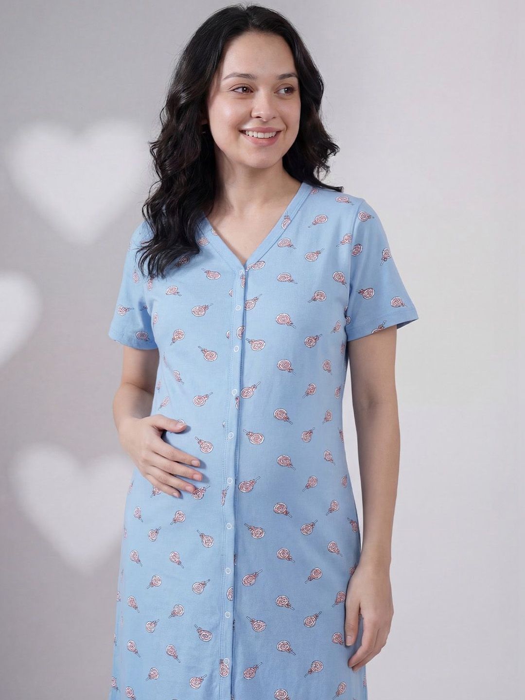 Hosiery Button Down Zipless Maternity Nightdress 3