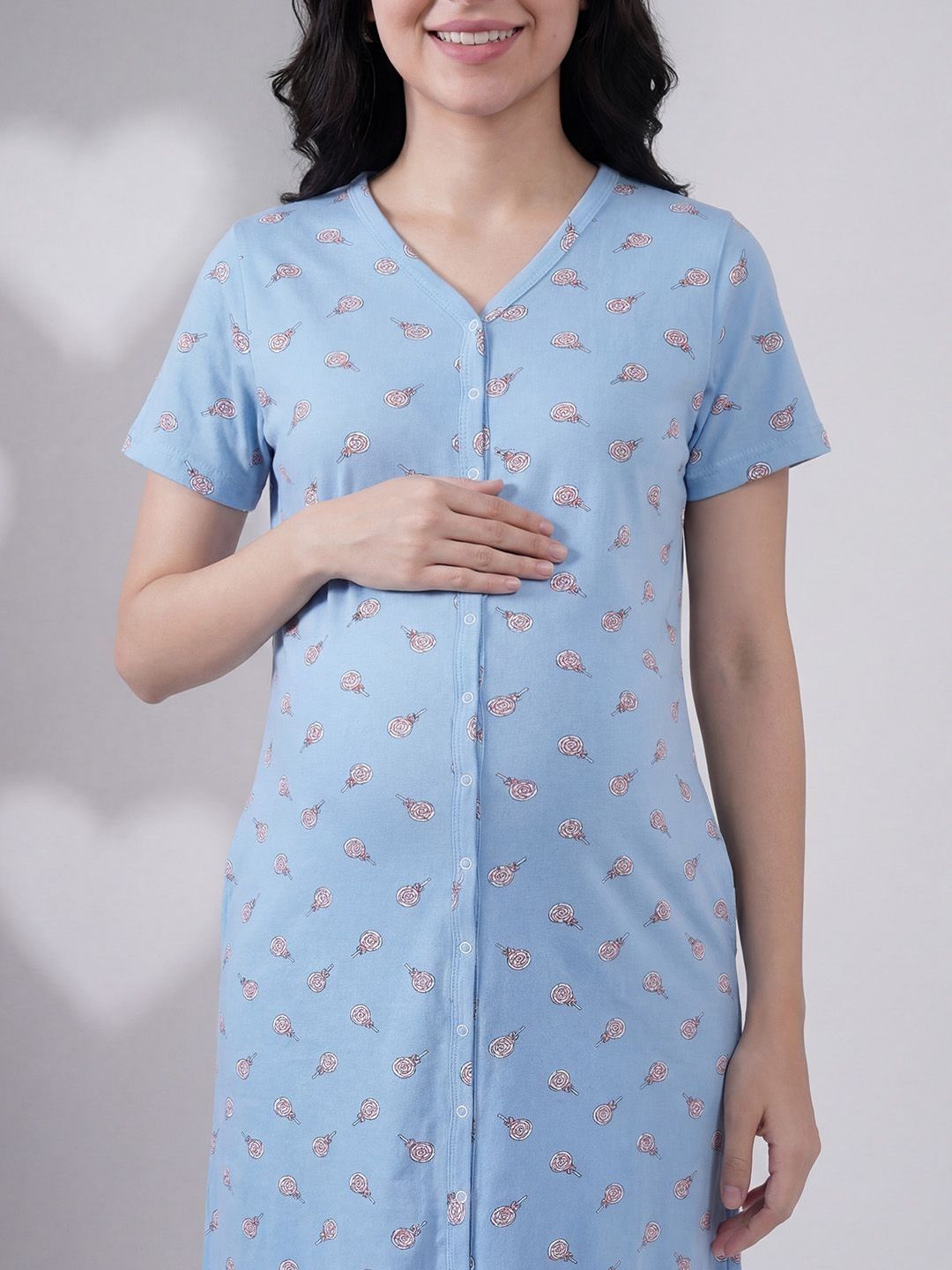 Hosiery Button Down Zipless Maternity Nightdress 2