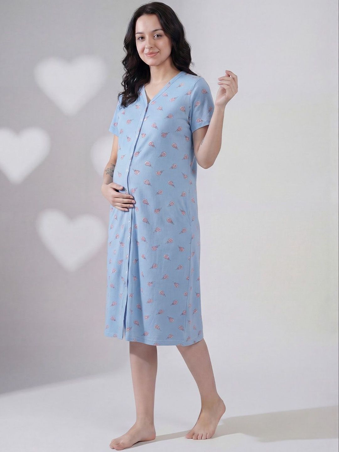 Hosiery Button Down Zipless Maternity Nightdress 4