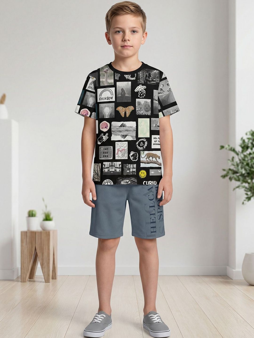 HELLCAT Boys Printed T-shirt with Shorts
