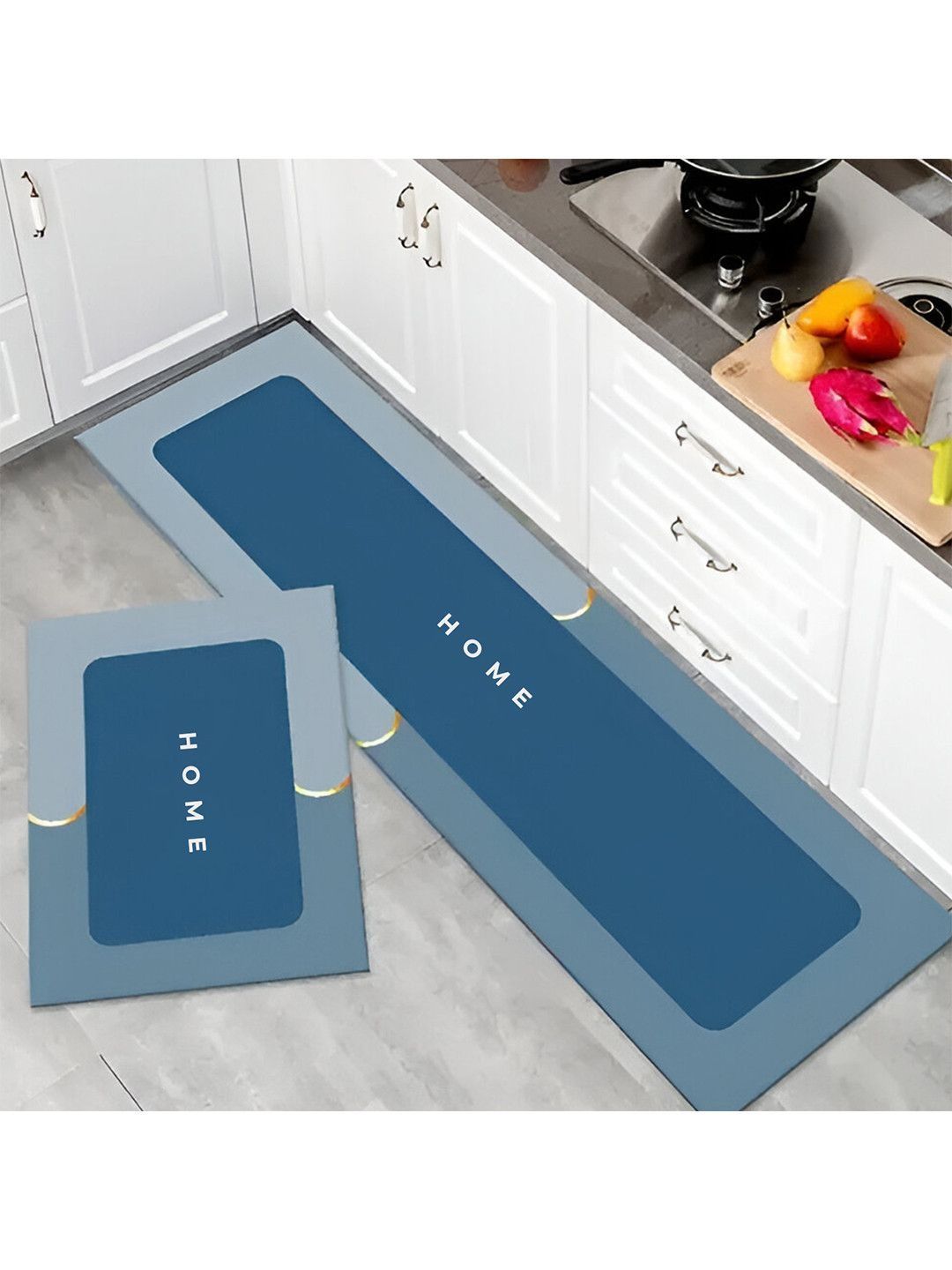MAXOSHINE Blue Water Resistant Kitchen Mats
