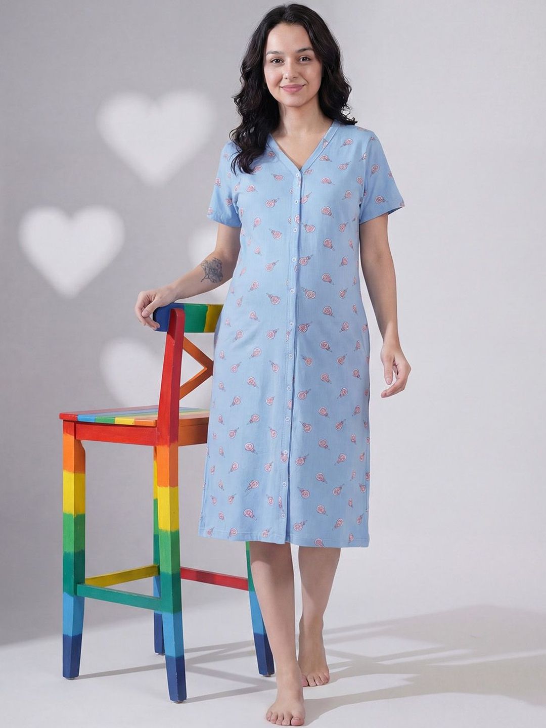Hosiery Button Down Zipless Maternity Nightdress 5