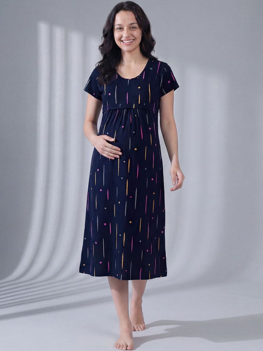 Secret Wish Hosiery Printed Maternity Nightdress