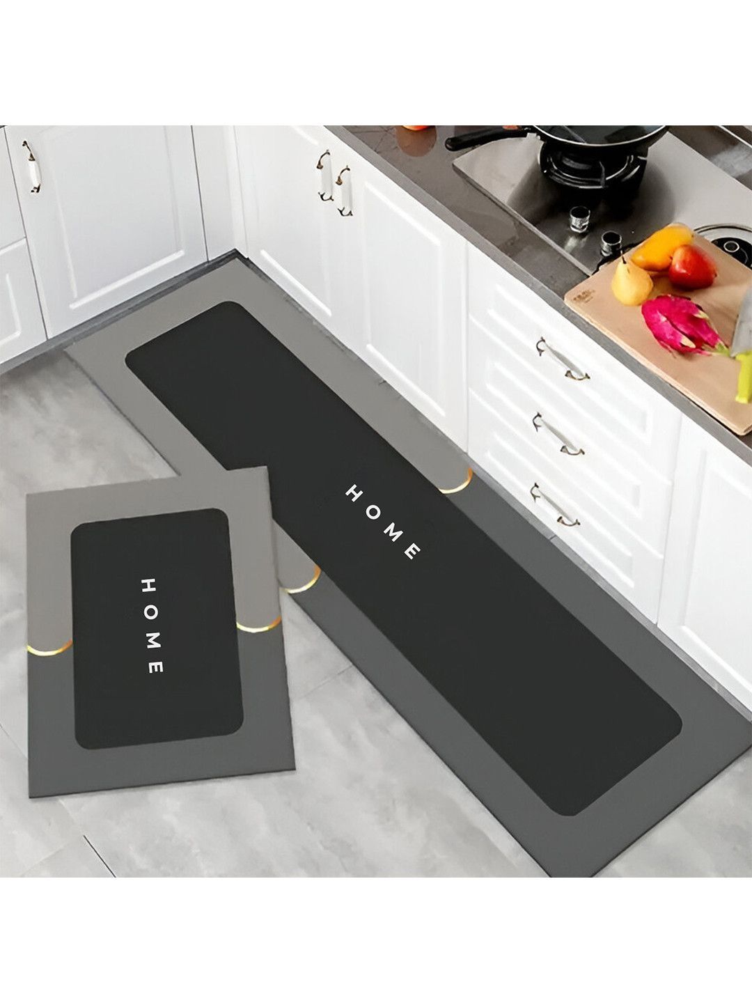MAXOSHINE Grey Water Resistant Kitchen Mats