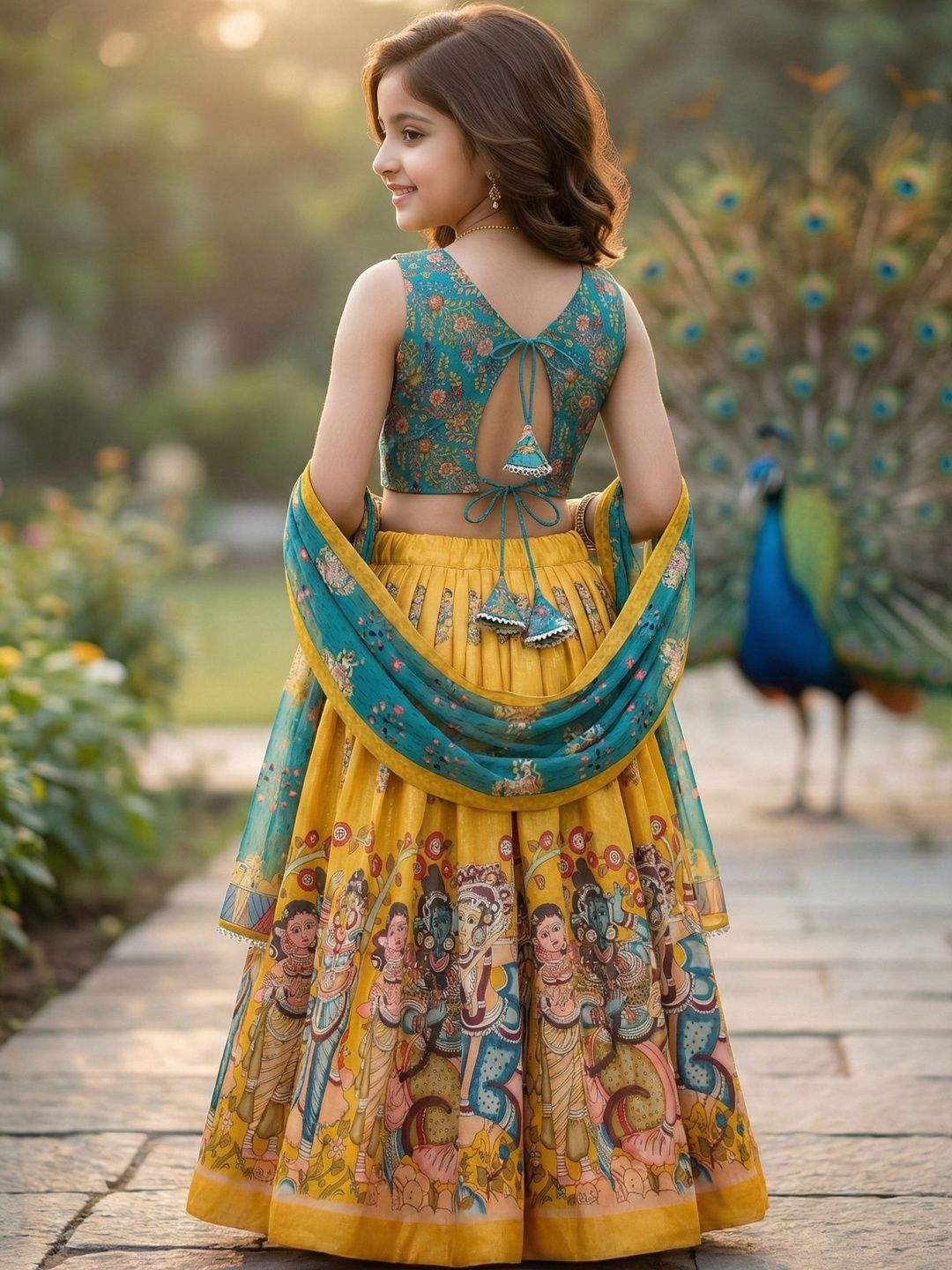 Girls Printed Foil Print Ready to Wear Lehenga & Blouse With Dupatta 2