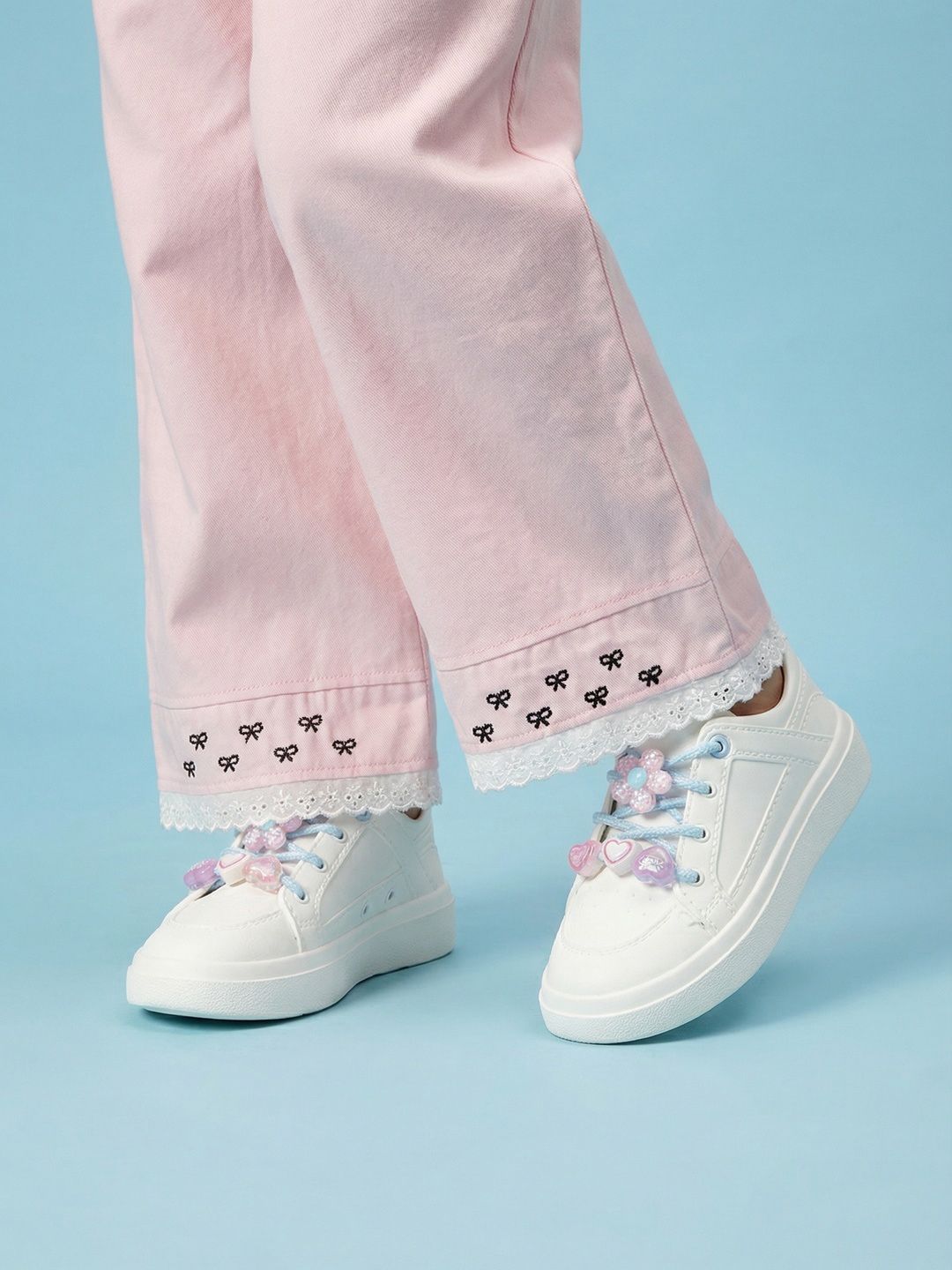 Girls Straight Fit Graphic Print Cotton Track Pants 6