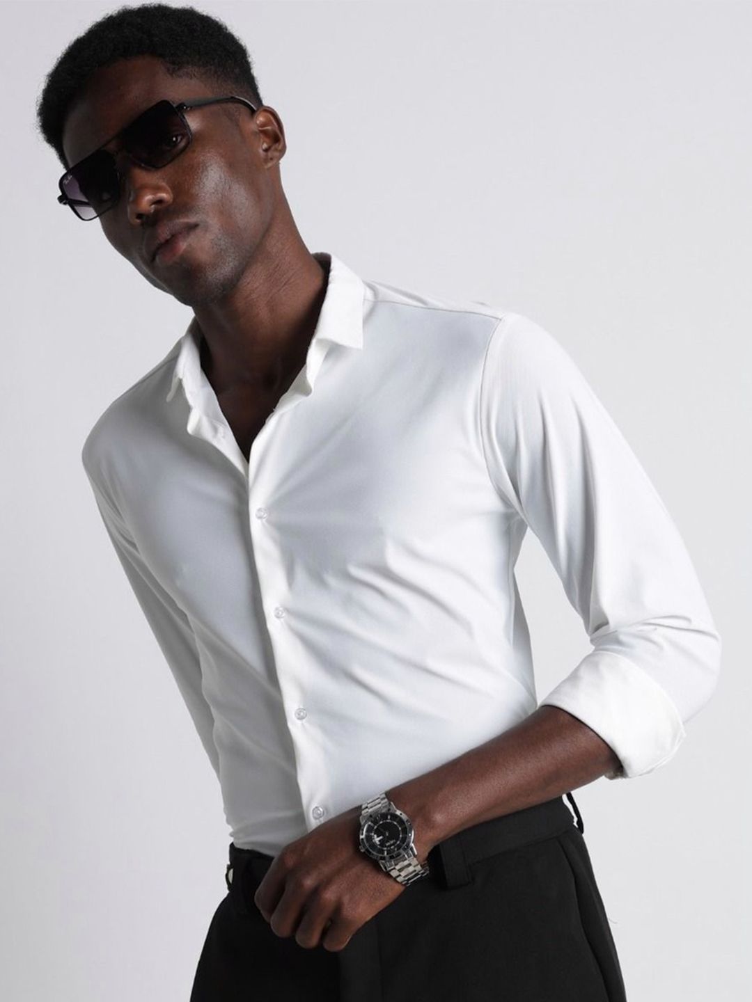 Blu MNKY Men Classic Slim Fit Casual Shirt
