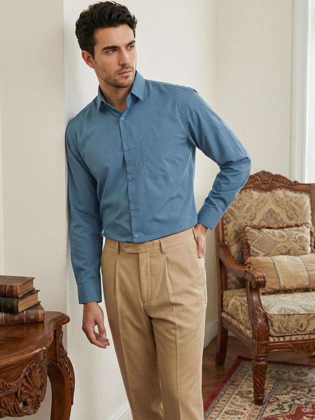 The Roadster Lifestyle Co Cotton Spread Collar Shirt