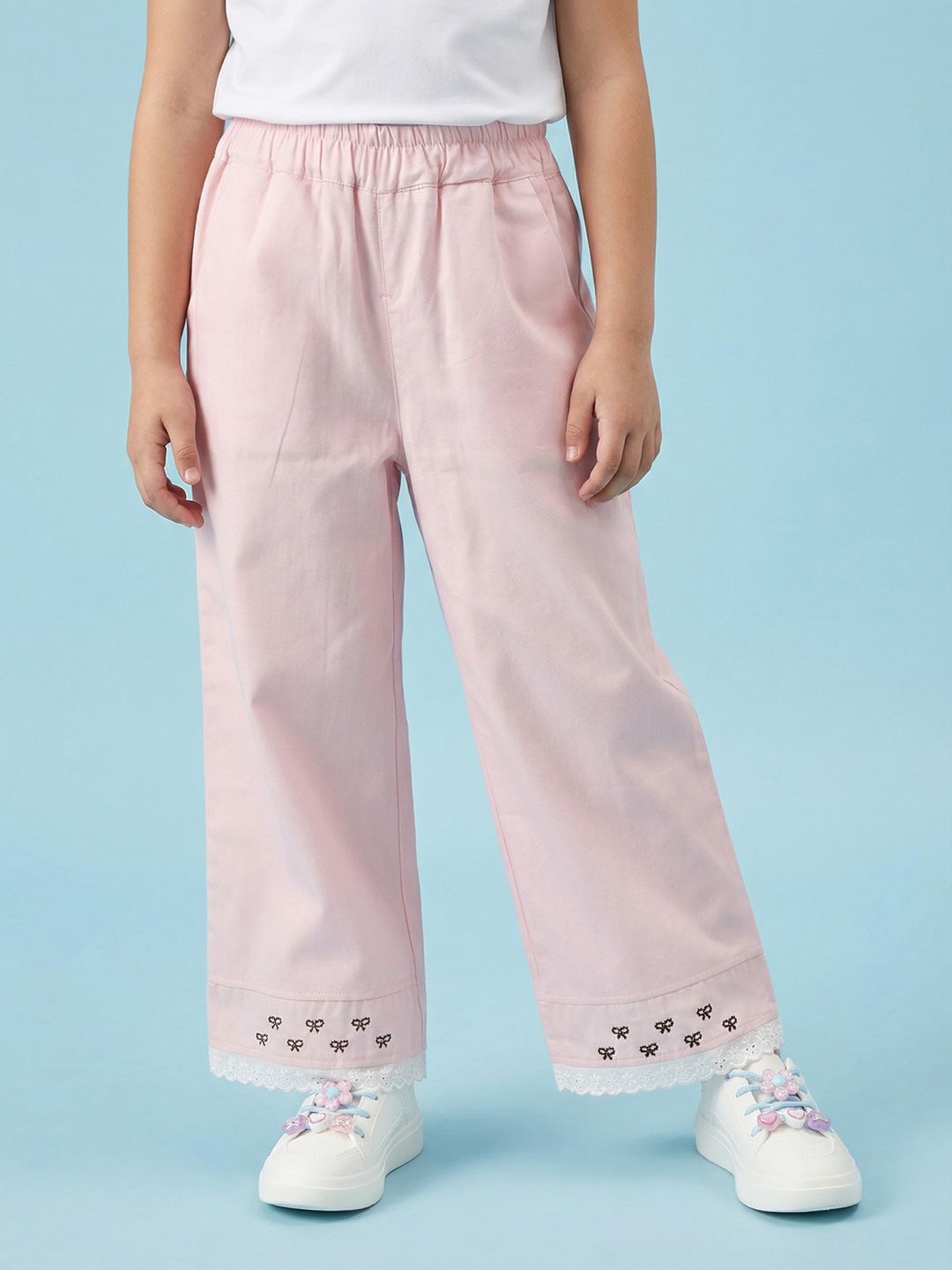 Girls Straight Fit Graphic Print Cotton Track Pants 2