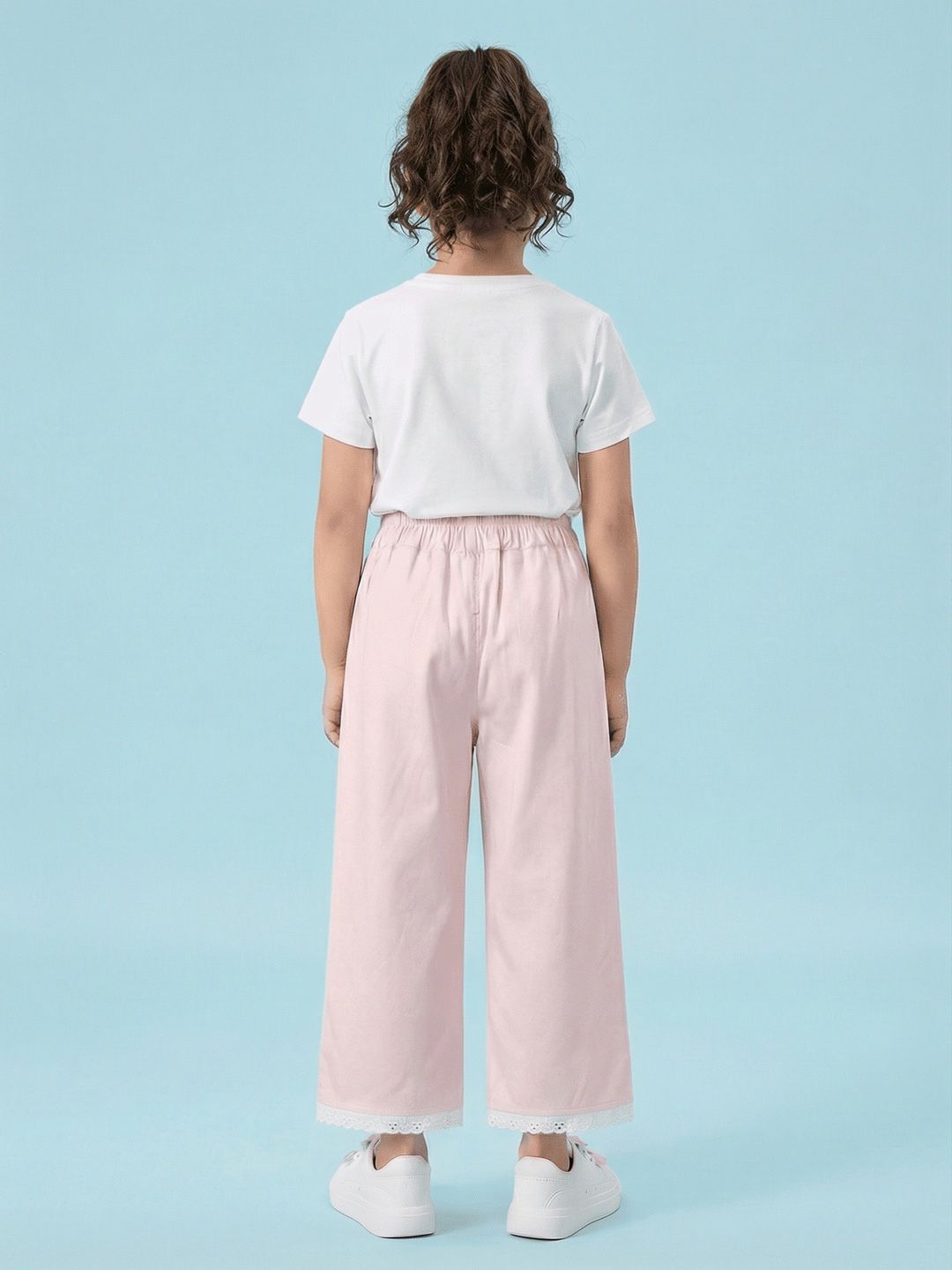 Girls Straight Fit Graphic Print Cotton Track Pants 4