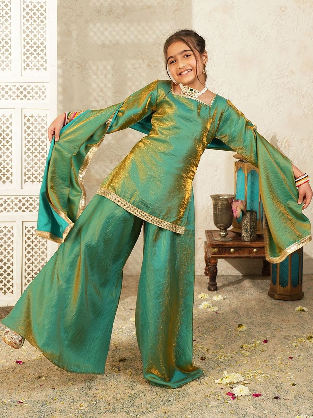 Girls Regular Gotta Patti Kurta with Palazzos & With Dupatta 4