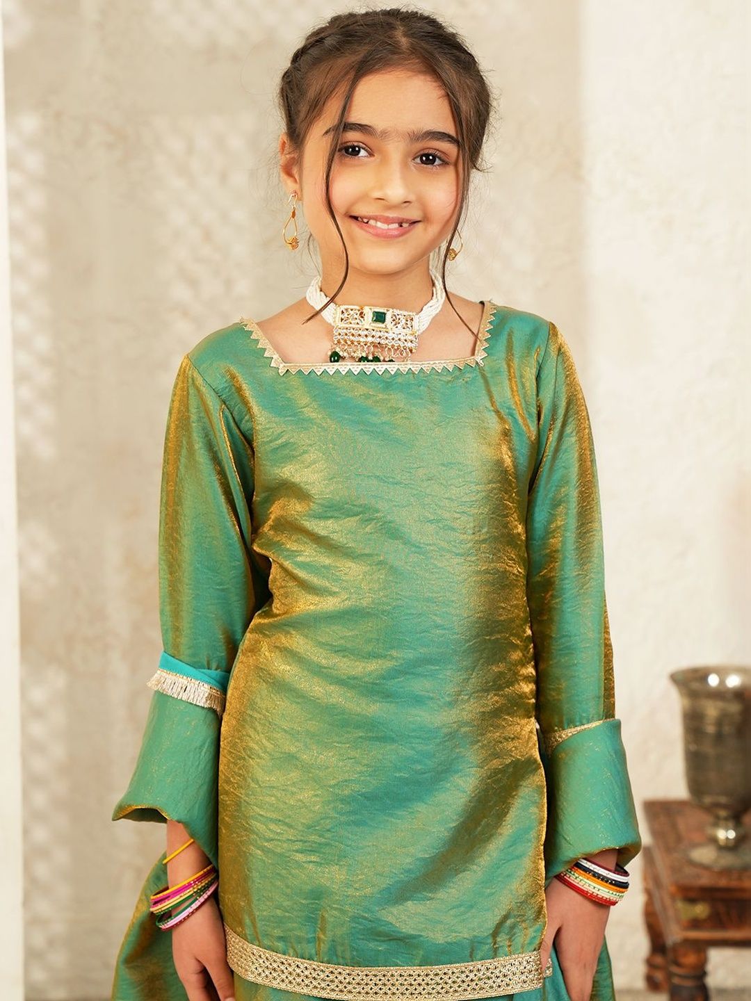Girls Regular Gotta Patti Kurta with Palazzos & With Dupatta 7
